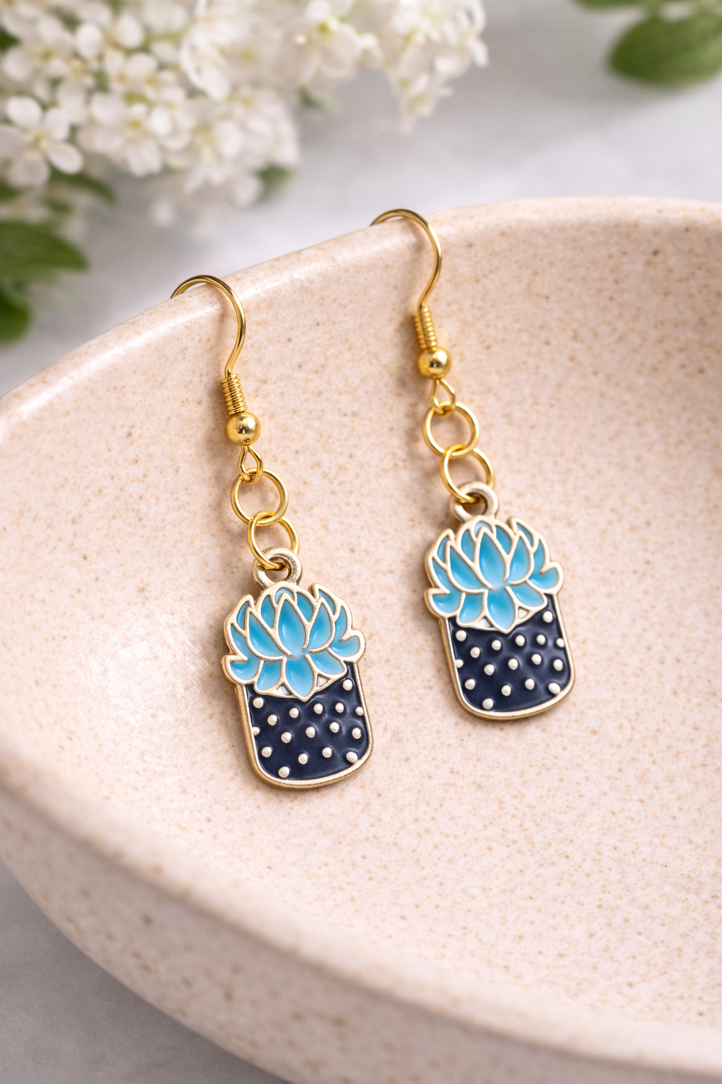 Succulent Blue Earrings