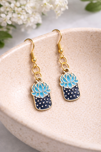 Succulent Blue Earrings