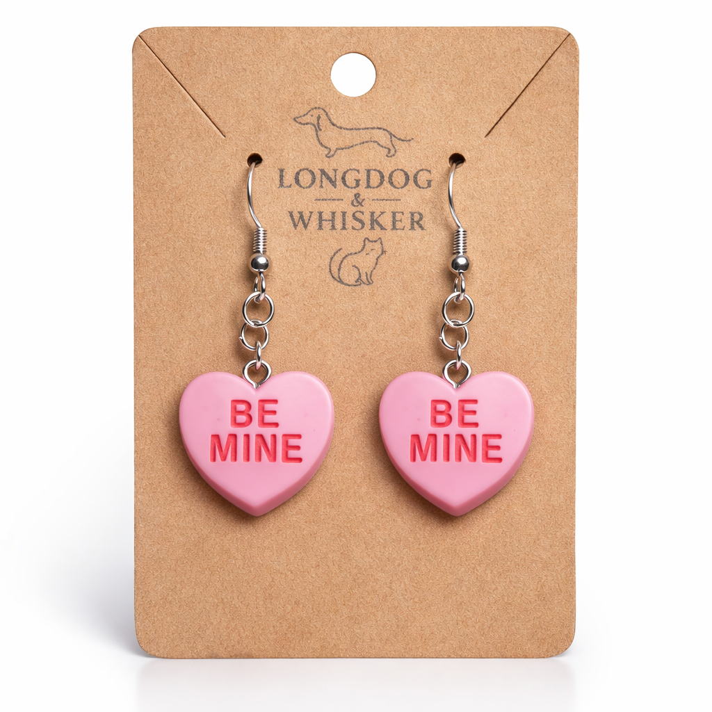 Be Mine Heart Earrings - Pink