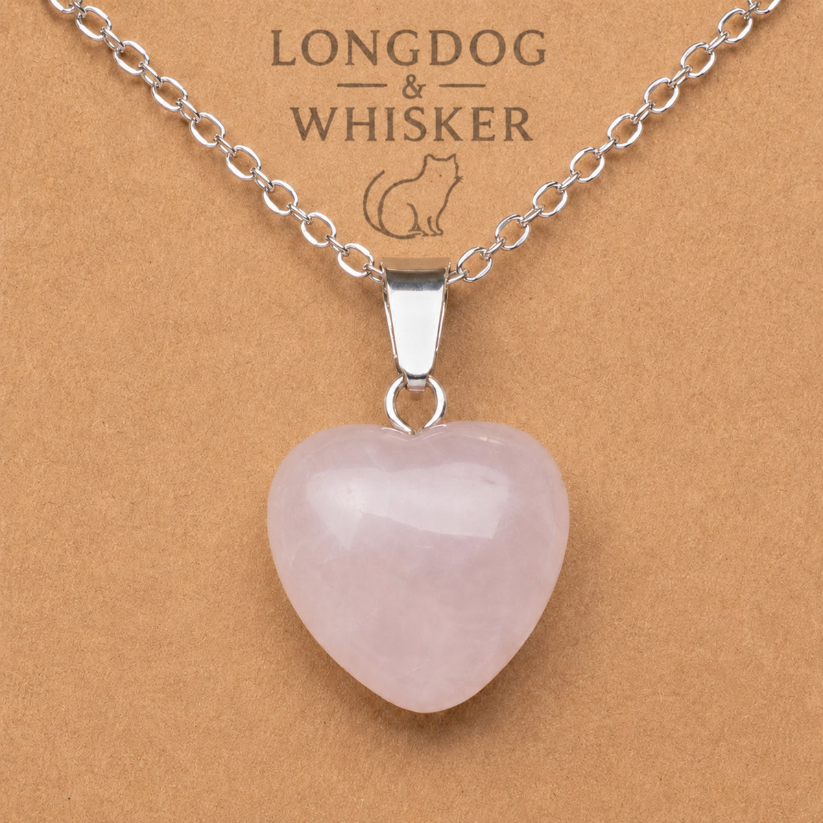 Close-up detail of Rose Quartz Heart Necklace