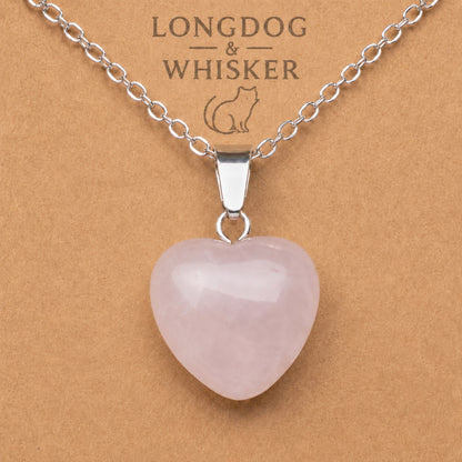 Close-up detail of Rose Quartz Heart Necklace