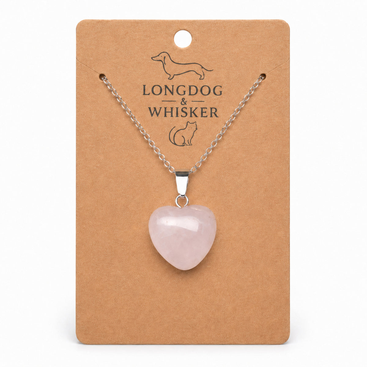 Rose Quartz Heart Necklace by Longdog & Whisker