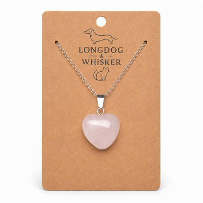 Rose Quartz Heart Necklace by Longdog & Whisker