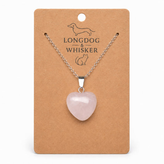 Rose Quartz Heart Necklace by Longdog & Whisker