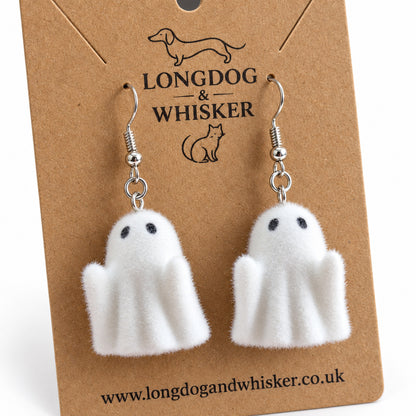 Close-up of Rudie Ghost Earrings on the Longdog & Whisker card