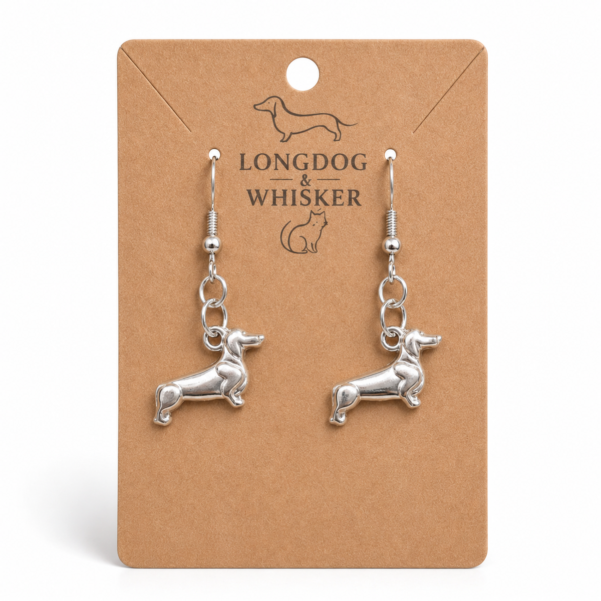 Sausage Dog Earrings - Silver by Longdog & Whisker