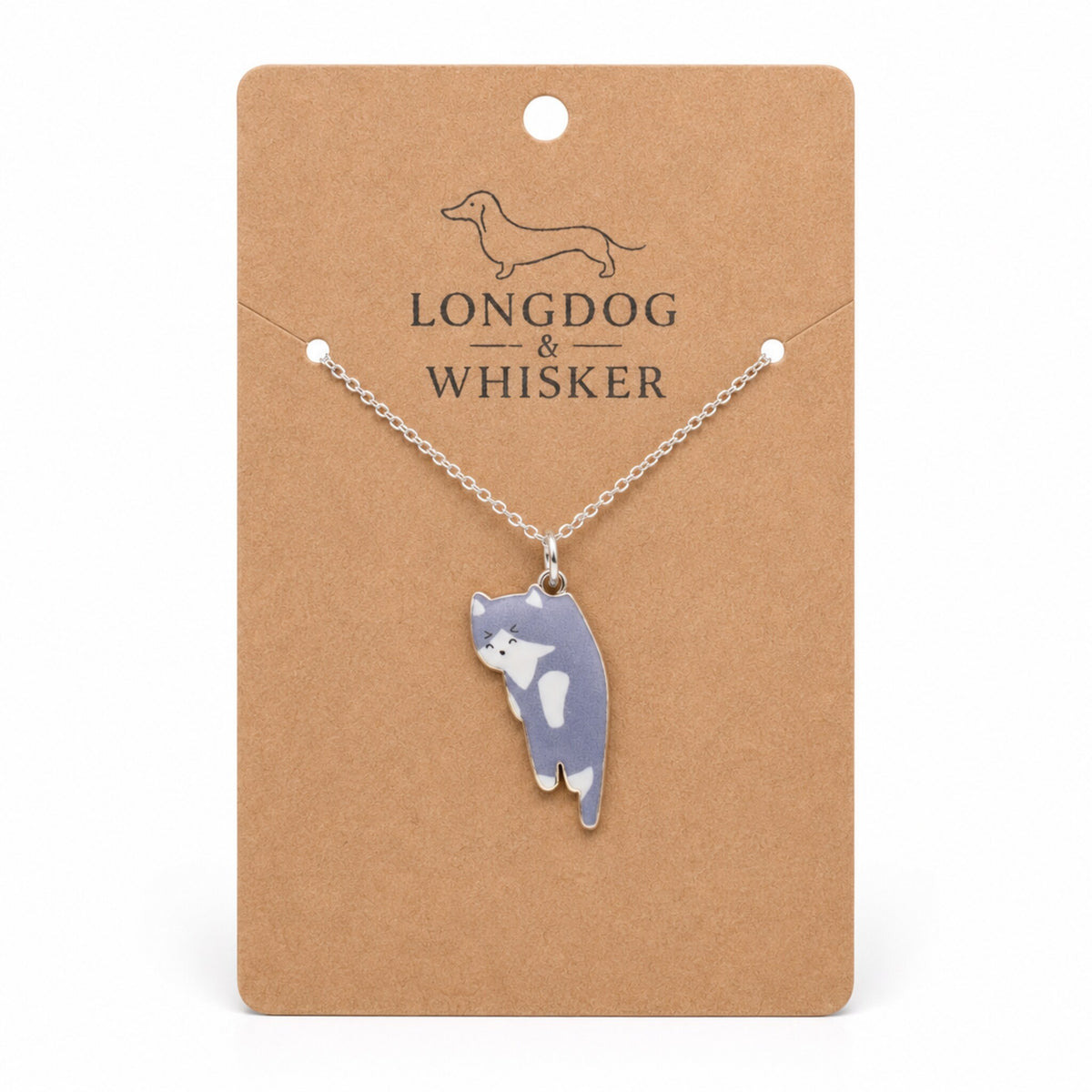 Scruffles Cat Necklace - Grey by Longdog & Whisker