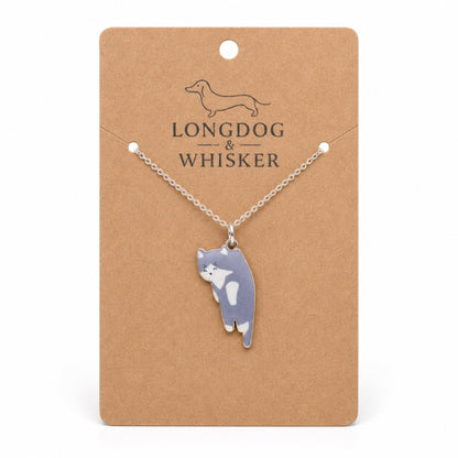 Scruffles Cat Necklace - Grey by Longdog & Whisker