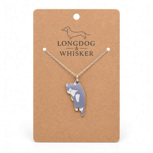 Scruffles Cat Necklace - Grey by Longdog & Whisker