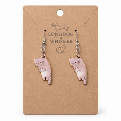 Scruffles Cat Earrings - Brown by Longdog & Whisker