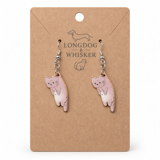 Scruffles Cat Earrings - Brown by Longdog & Whisker
