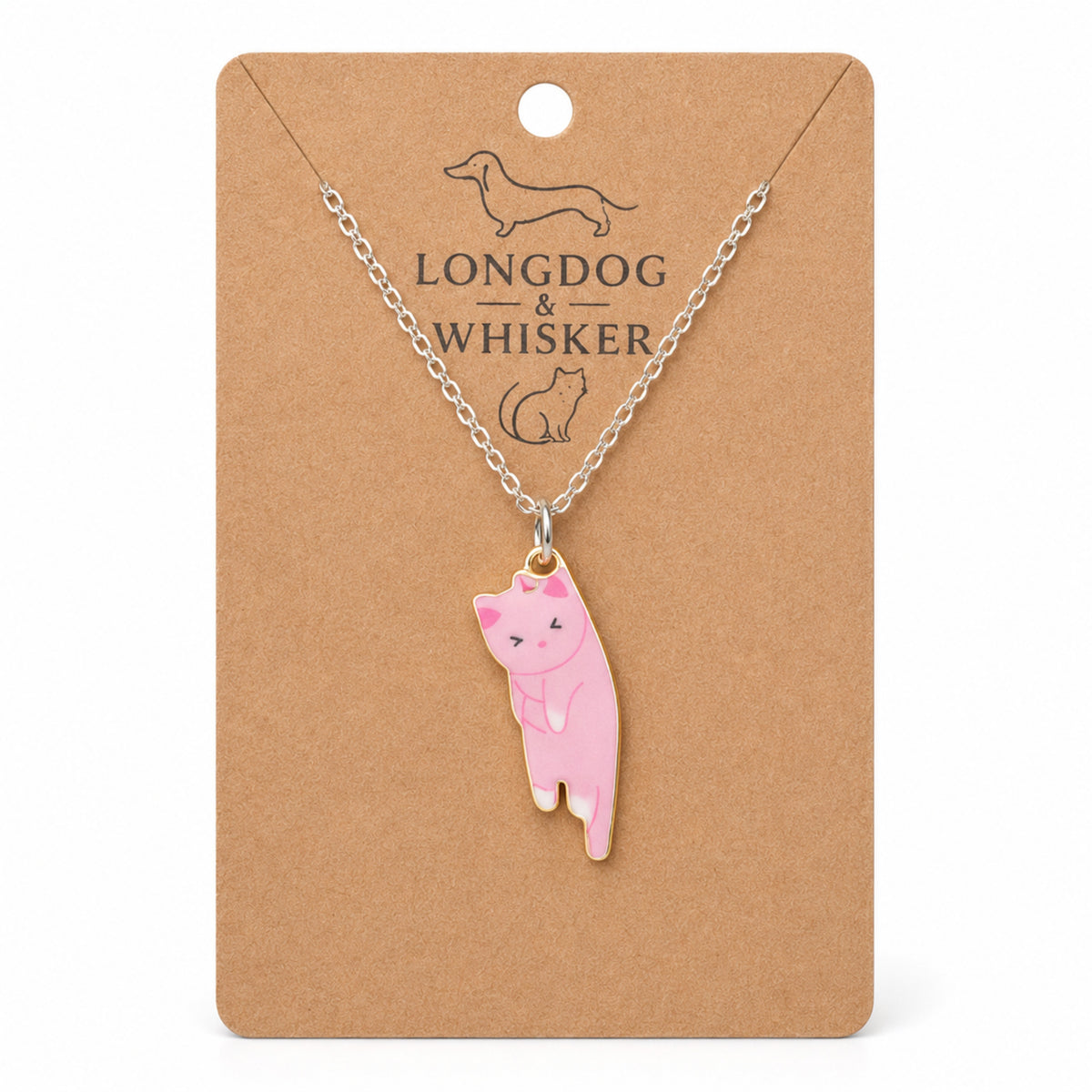 Scruffles Cat Necklace - Pink by Longdog & Whisker