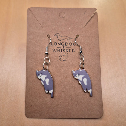 Scruffles Cat Earrings - Grey