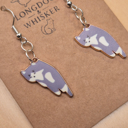 Scruffles Cat Earrings - Grey