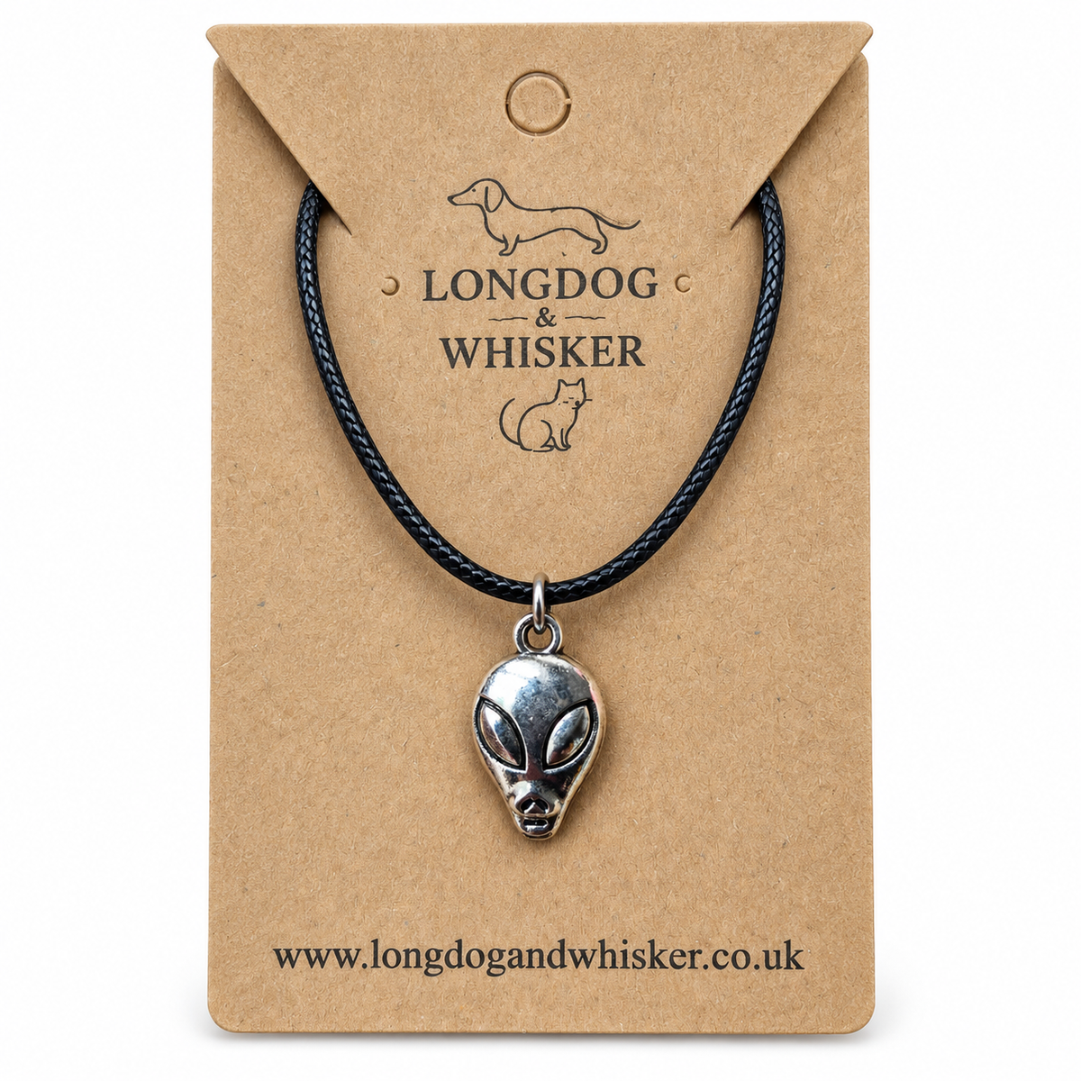 Silver Alien Head Necklace by Longdog & Whisker