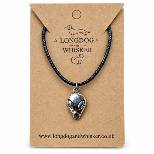 Silver Alien Head Necklace by Longdog & Whisker