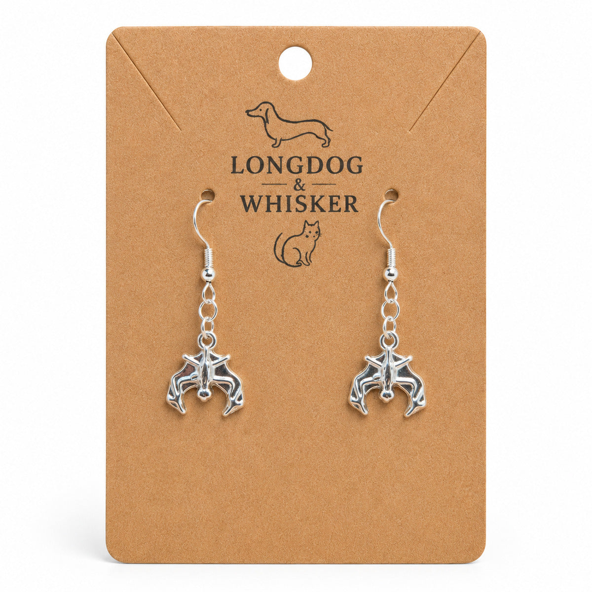 Silver bat earrings on Longdog & Whisker product card