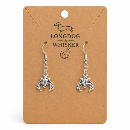 Silver bat earrings on Longdog & Whisker product card