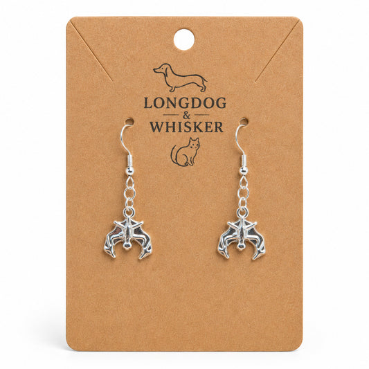 Silver bat earrings on Longdog & Whisker product card