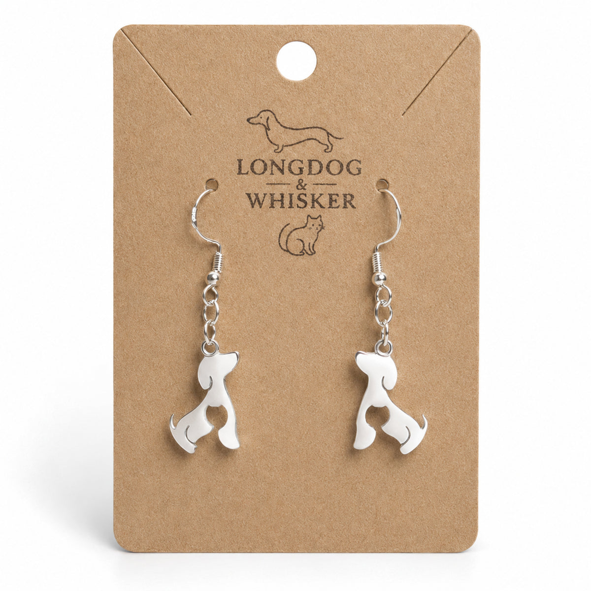 Cat At Heart Dog Earrings - Silver by Longdog & Whisker