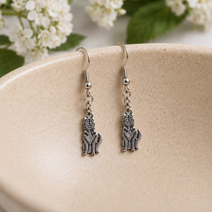 Silver Husky Earrings