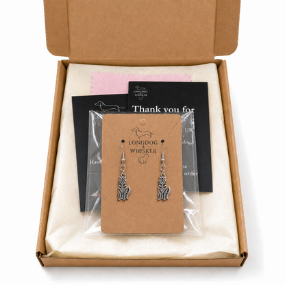 Silver Husky Earrings