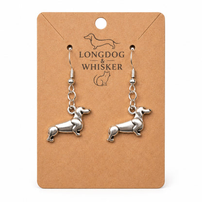 Sausage Dog Earrings - Brushed Silver by Longdog & Whisker