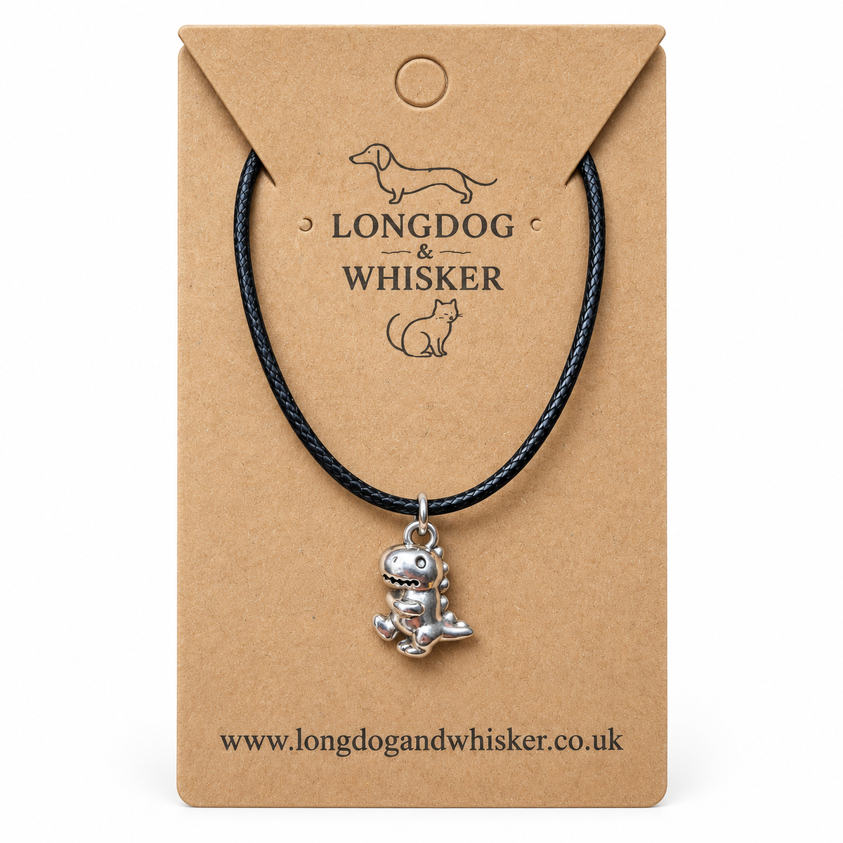 Silver T-Rex Dinosaur Necklace by Longdog & Whisker