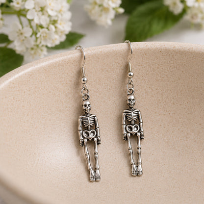 Skeleton Earrings displayed in a lifestyle product photo