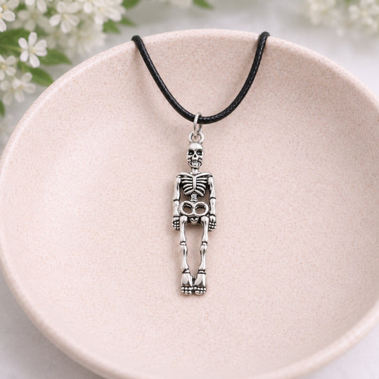 Skeleton Necklace Cord displayed in a lifestyle product photo