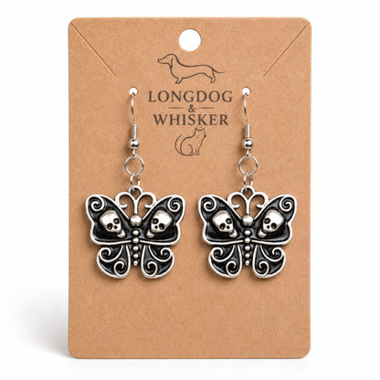 Skull Butterfly Earrings by Longdog & Whisker