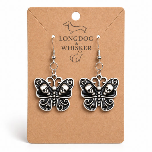 Skull Butterfly Earrings by Longdog & Whisker