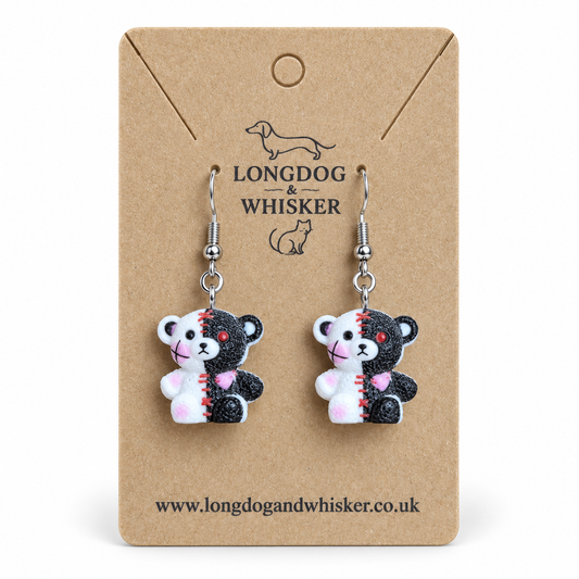 Stitched Zombie Bear Earrings on Longdog & Whisker product card
