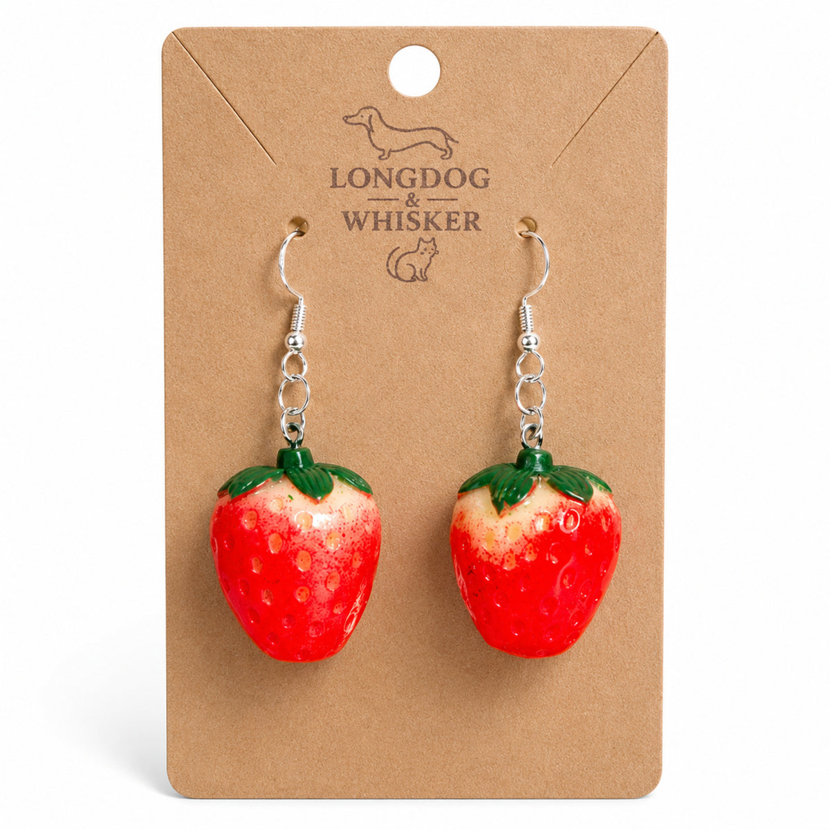 Strawberry Earrings - Silver Hook by Longdog & Whisker