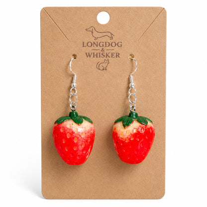 Strawberry Earrings - Silver Hook by Longdog & Whisker