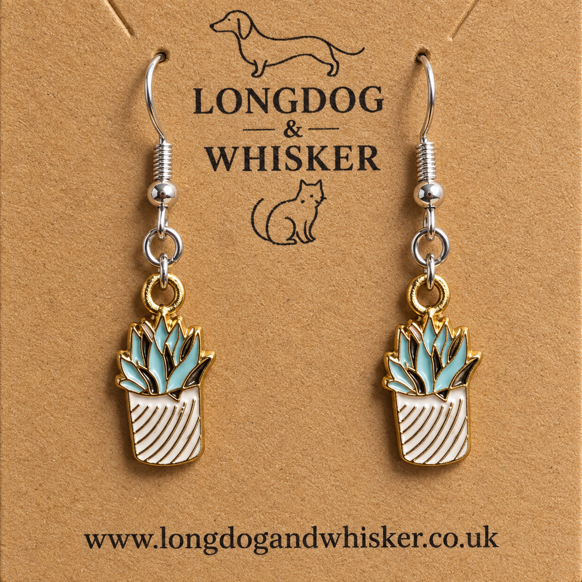 Close detail of Stripy Succulent Earrings