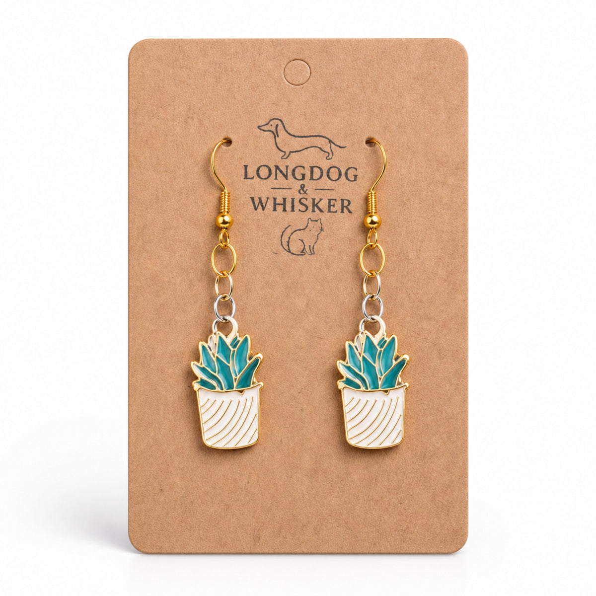 Stripy Succulent Earrings by Longdog & Whisker