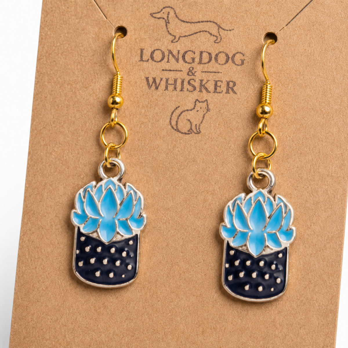 Close-up detail of Succulent Blue Earrings