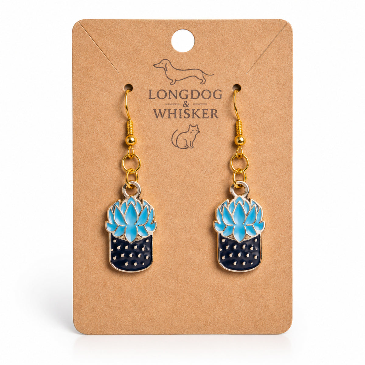 Succulent Blue Earrings by Longdog & Whisker