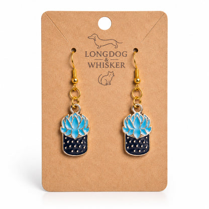 Succulent Blue Earrings by Longdog & Whisker