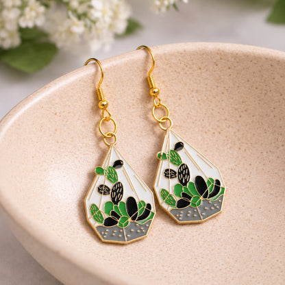Terrarium Earrings displayed in a lifestyle product photo