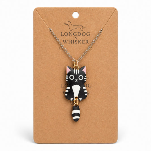 Tick Tock Cat Necklace - Black & White by Longdog & Whisker