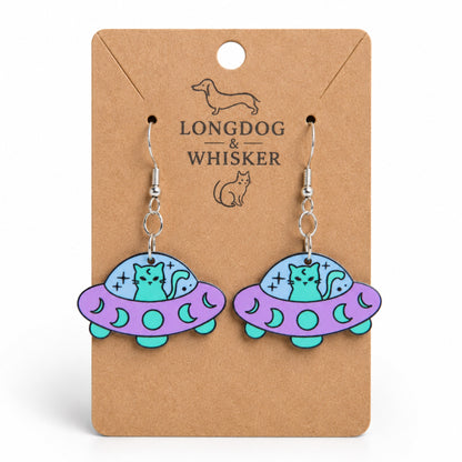 UFO Space Kitty Earrings by Longdog & Whisker