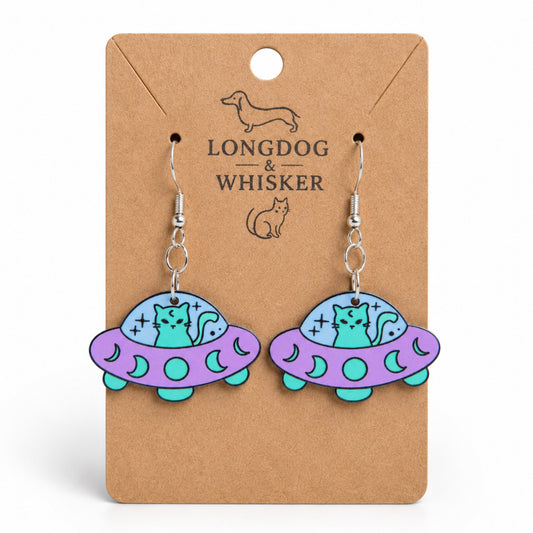 UFO Space Kitty Earrings by Longdog & Whisker