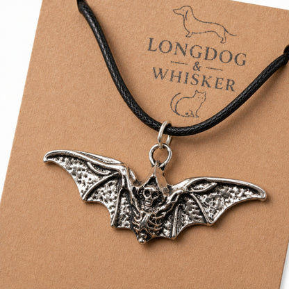 Close-up detail of Vampire Bat Necklace