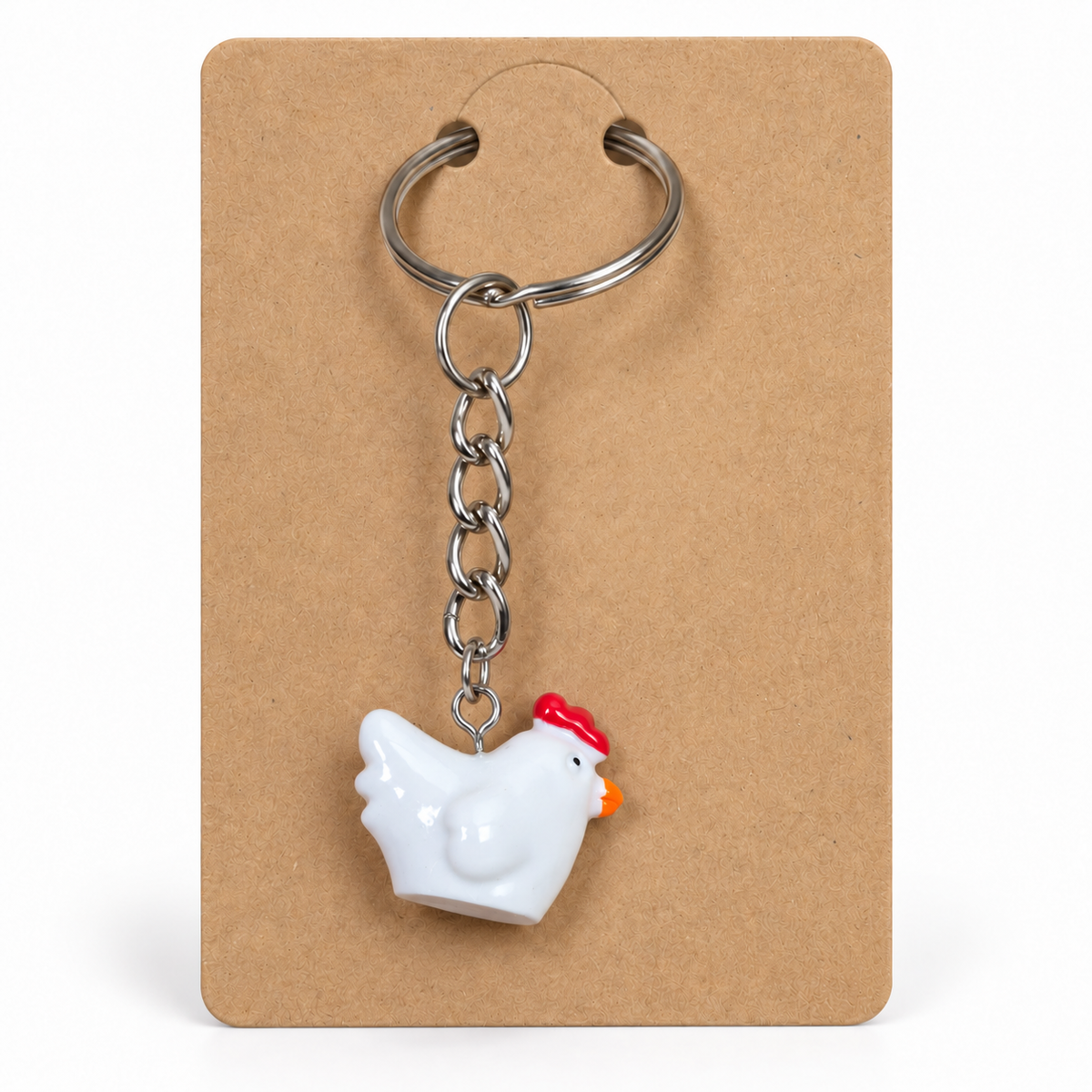 White Chicken Keyring and Bag Charm by Longdog and Whisker