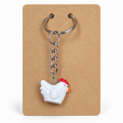 White Chicken Keyring and Bag Charm by Longdog and Whisker