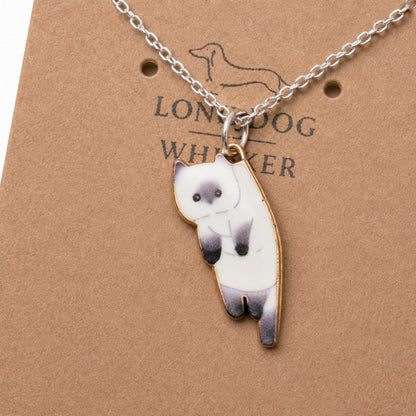 Close-up detail of Scruffles Cat Necklace - White