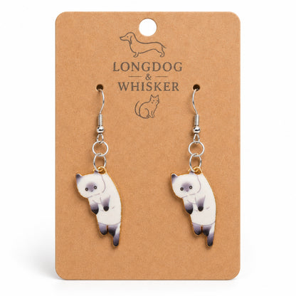 Scruffles Cat Earrings - White by Longdog & Whisker
