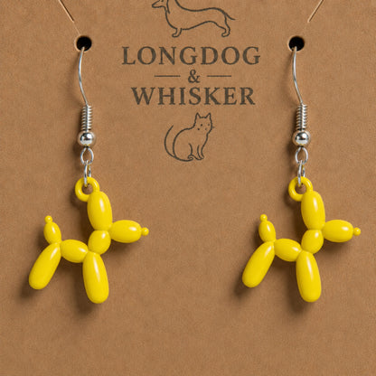 Close up detail of Yellow Balloon Dog Earrings